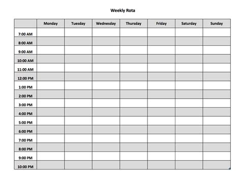 Weekly Rota Template
