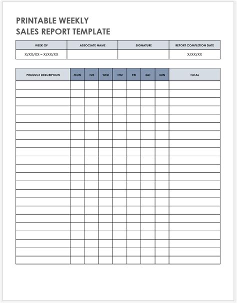 Weekly Sales Report Template Word