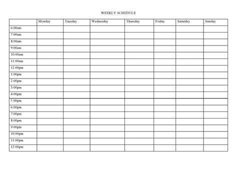 Weekly Schedule Template Word