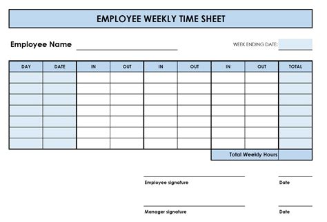 Weekly Time Sheet Template