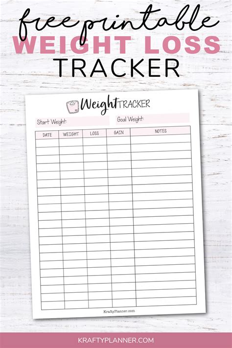 Weight Loss Tracker Printable Free