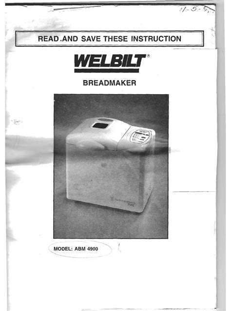 Welbilt Bread Machine Abm 4900 Manual