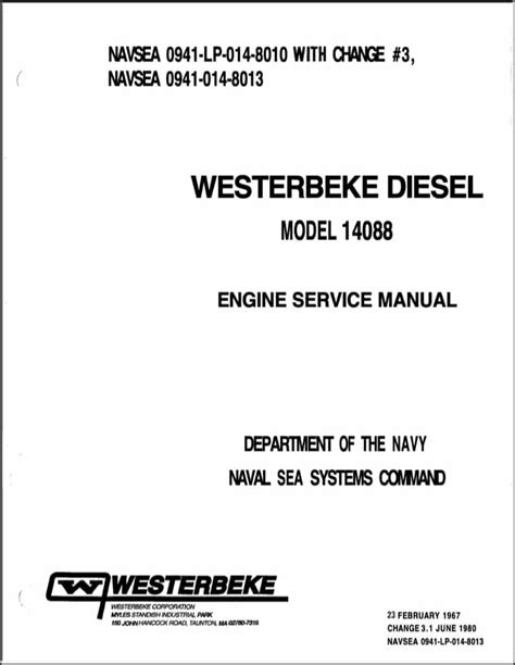 Westerbeke Diesel Model 14088 Engine Service Manual