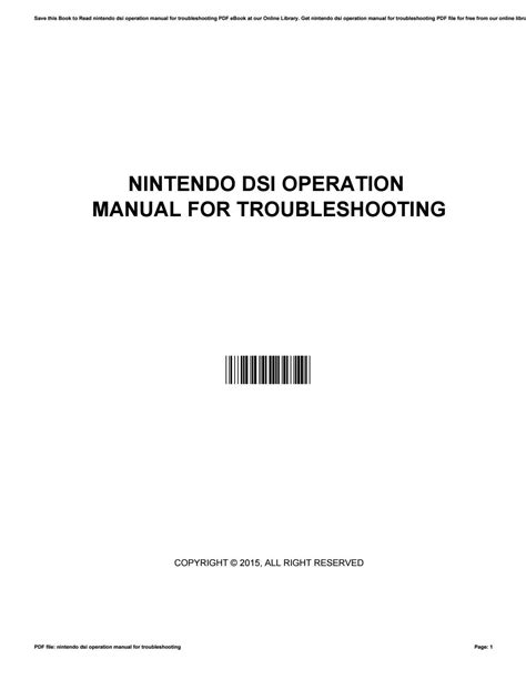 What Is The Nintendo Dsi Operations Manual Phone Number