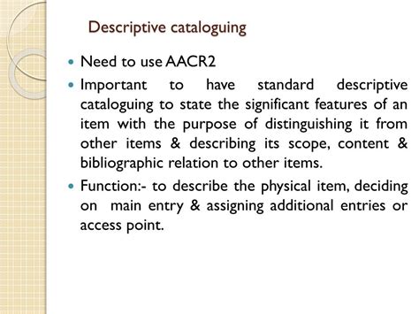 What Is The Purpose Of Descriptive Cataloging