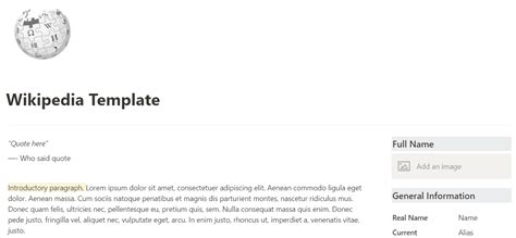 Wikipedia Page Template