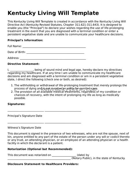 Will Template Kentucky