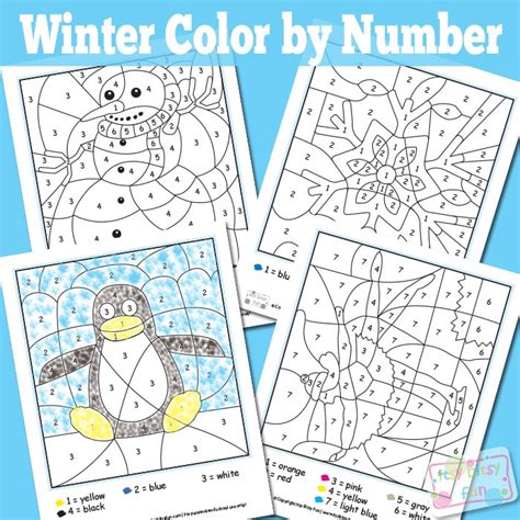 Winter Color By Number Free Printable