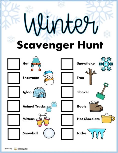Winter Scavenger Hunt Printable