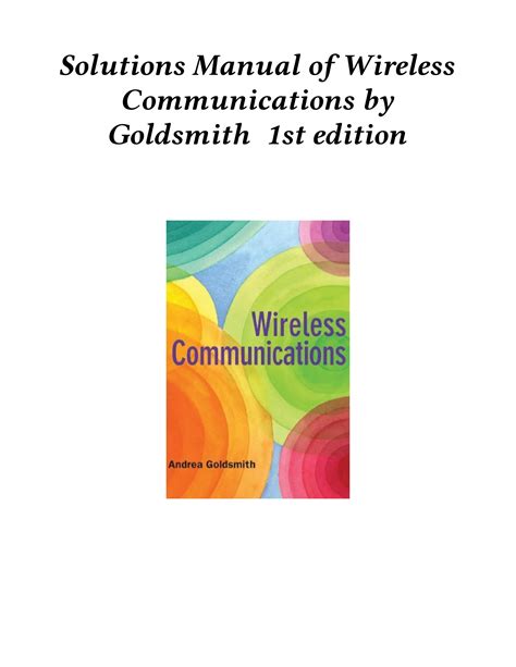 Wireless Communication By Goldsmith Solution Manual