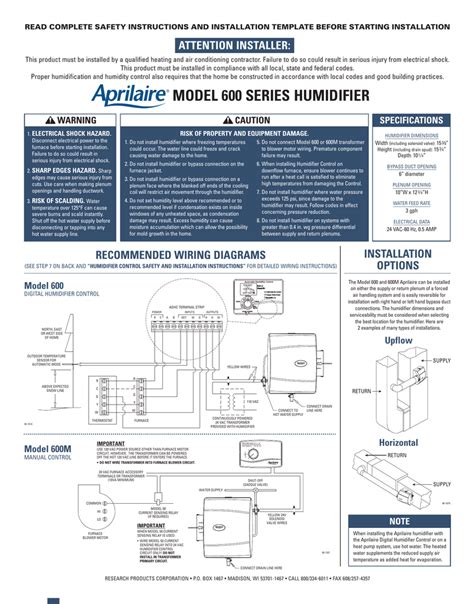 Wiring Diagram Aprilaire 600 Humidifier