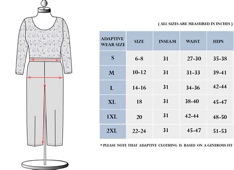 Woman Pants Size Chart