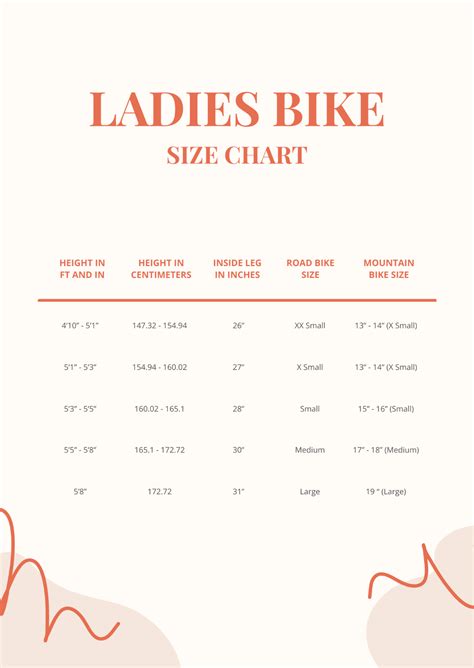 Women's Frame Size Chart