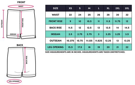 Womens Short Size Chart