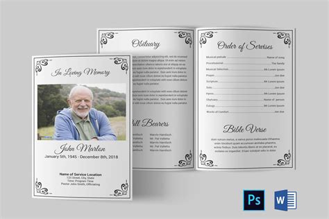 Word Funeral Program Template Free