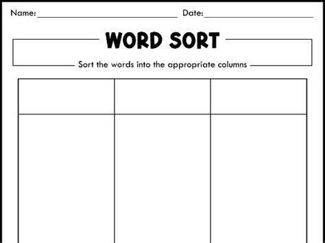 Word Sort Template
