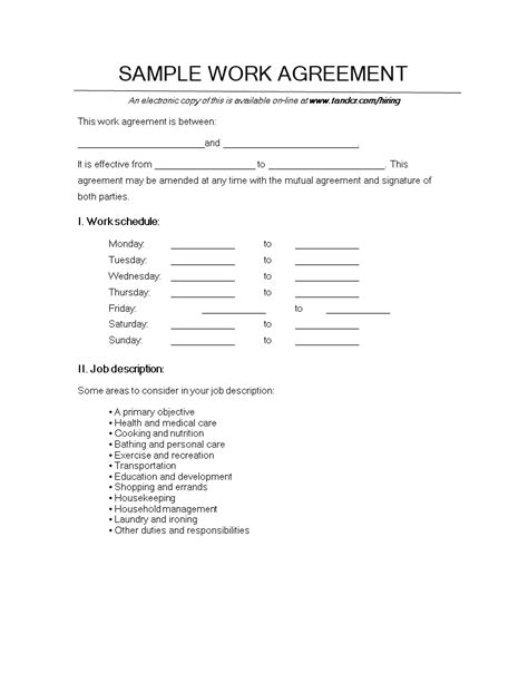 Work Agreement Template