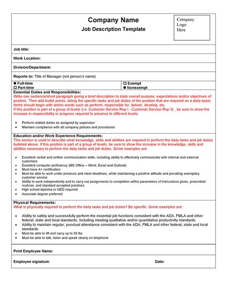 Work Description Template