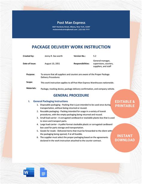 Work Instruction Template Word