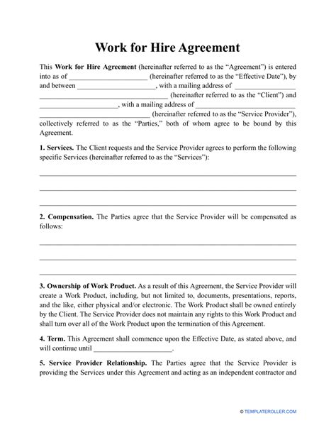 Work Made For Hire Contract Template
