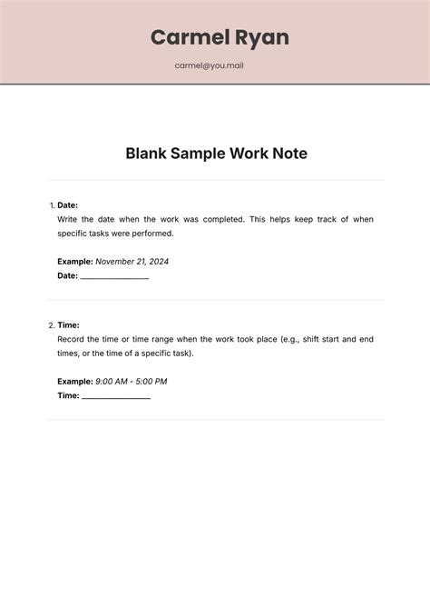 Work Notes Template