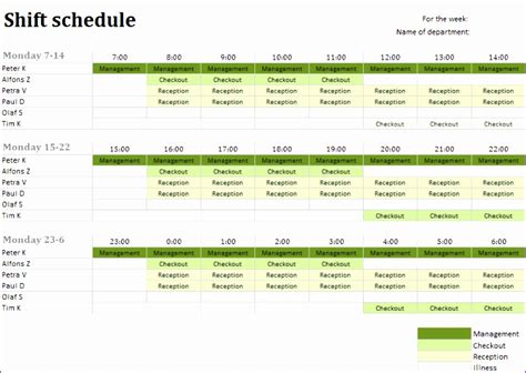 Work Roster Template