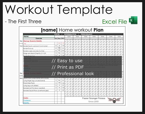 Workout Planner Excel Template