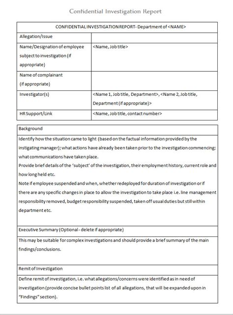 Workplace Investigation Report Template