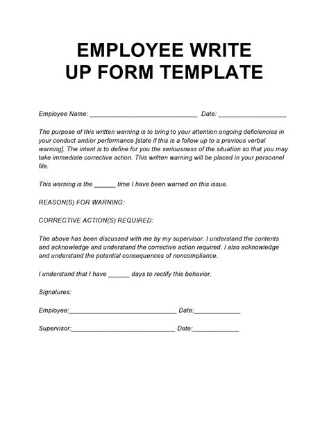 Writing Up An Employee Template