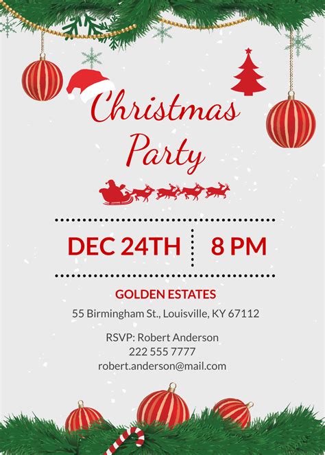 Xmas Party Invite Template Free