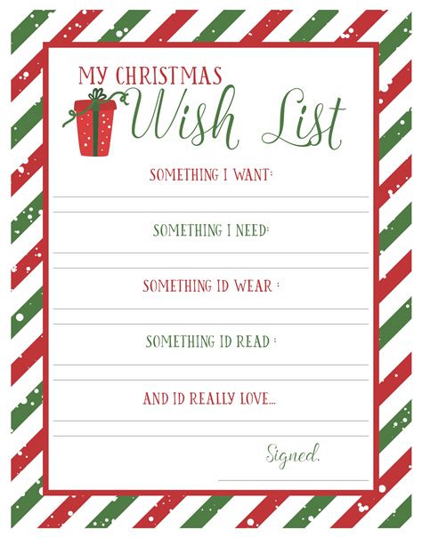 Xmas Present List Template