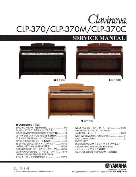 Yamaha Clavinova Clp 370 Clp 370m Clp 370c Service Manual