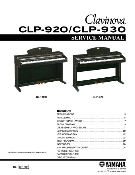 Yamaha Clavinova Clp 920 Clp 930 Service Manual Download