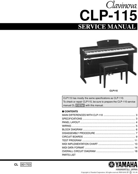 Yamaha Clp 115 Clp115 Service Manual Download