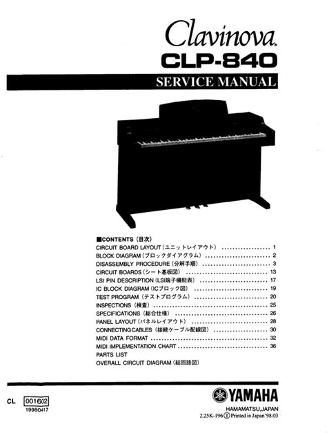 Yamaha Clp840 Clp 840 Complete Service Manual