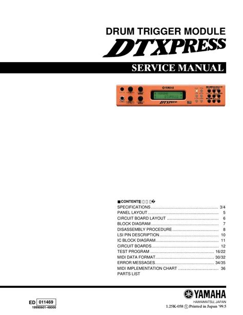 Yamaha Dtxpress Iv Drum Trigger Module Service Manual