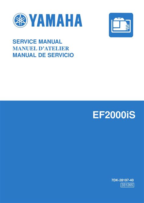 Yamaha Ef2000is Generator Service Manual