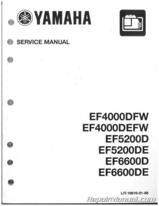 Yamaha Ef4000dfw Ef5200de Ef6600de Generator Service Manual