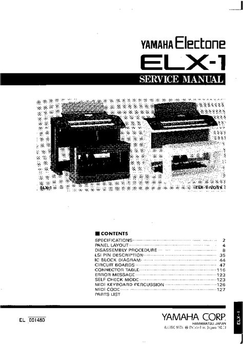 Yamaha Electone Elx 1 Service Manual Download