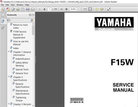 Yamaha F15 Outboard Service Repair Manual Pid Range 66mk 10000011004273 Mfg April 2005 And Newer