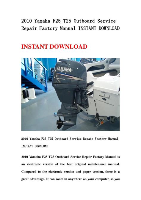 Yamaha F25elrx Outboard Service Repair Maintenance Manual Factory