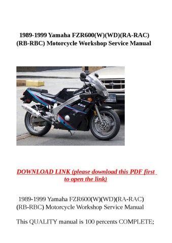 Yamaha Fzr600 W Wd Ra Rac Rb Rbc Motorcycle Workshop Service Manual 1989 1999