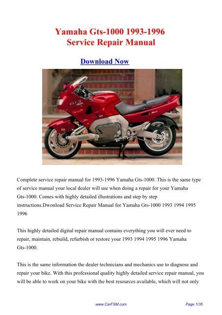 Yamaha Gts 1000 Ae Aec Workshop Service Repair Manual Download