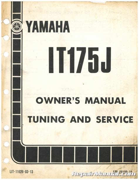 Yamaha It175 It175j Full Service Repair Manual 1982 Onwards