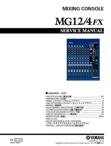 Yamaha Mg12 4fx Mixing Console Service Manual Repair Guide