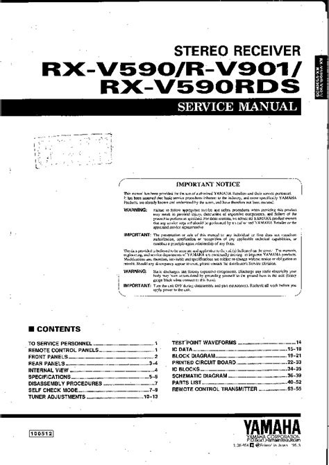 Yamaha R V901 Rx V590 Rds Service Manual Download