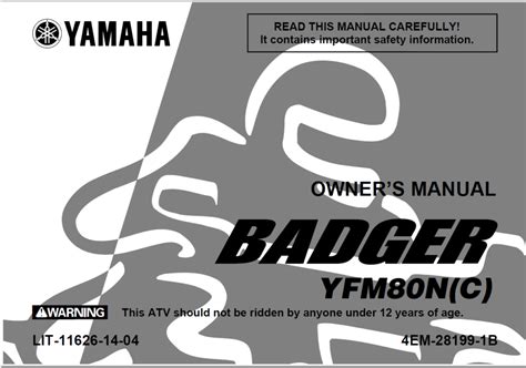 Yamaha Raptor Badger 80 Repair Manual 1992 2008