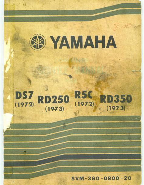 Yamaha Rd350 1972 1973 Repair Service Manual Pdf