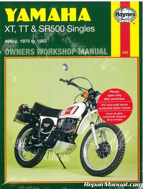 Yamaha Sr500 Xt500 Motorcycle Workshop Manual Repair Manual Service Manual Download