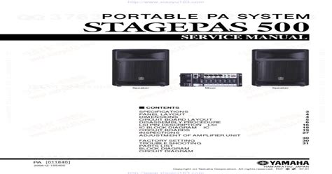 Yamaha Stagepas 500 Stagepas500 Complete Service Manual